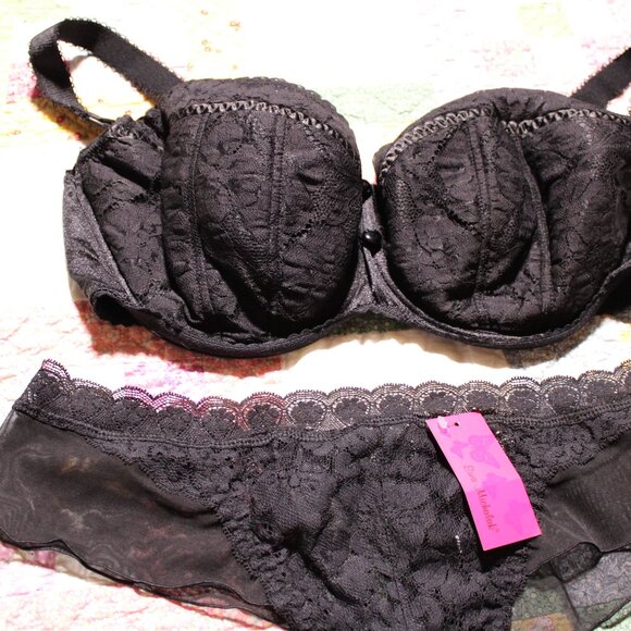 Ewa michalak KM-S Czarny Pik nursing bra and NWT thong panty 90GG 46 - Picture 2 of 5